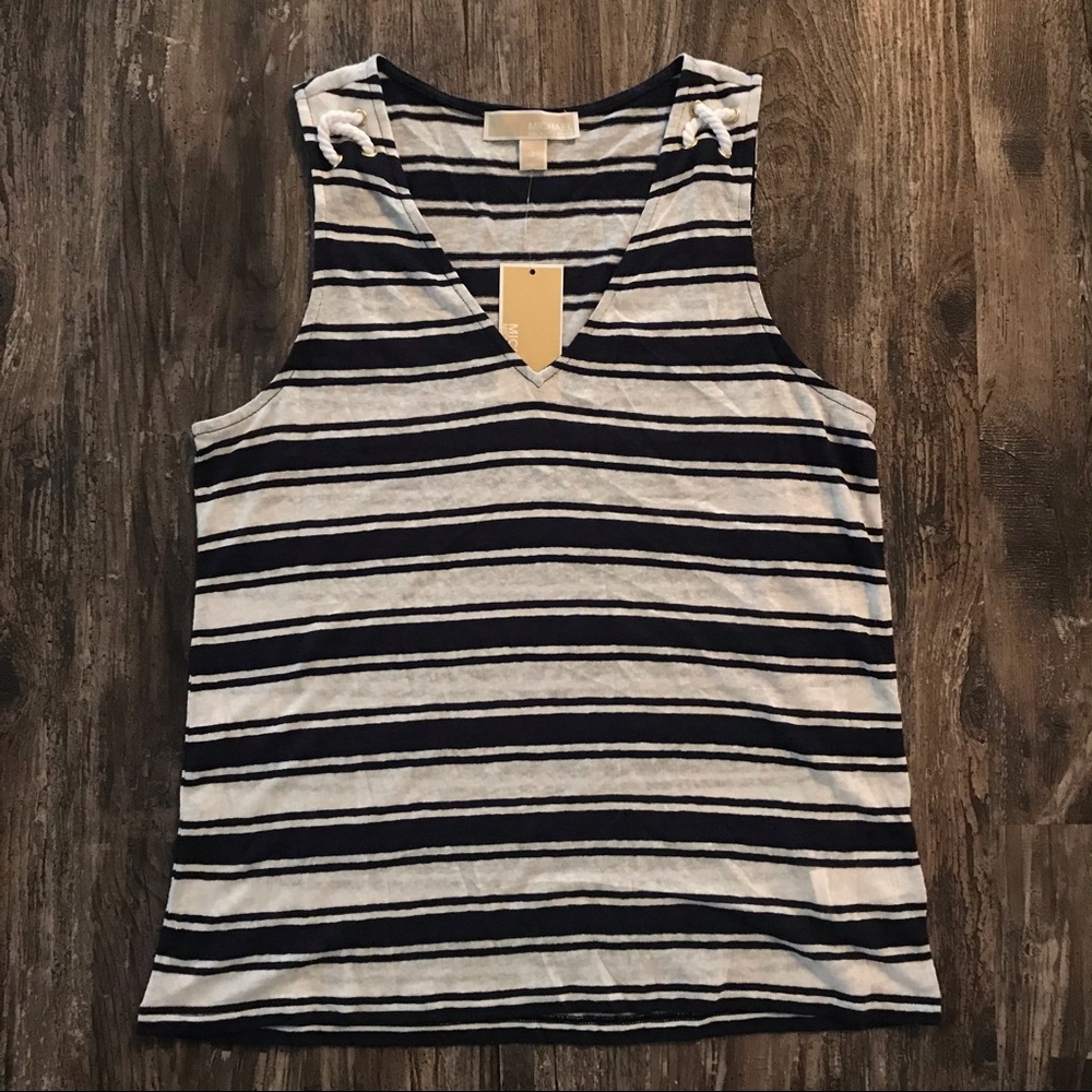 🔵NWT Michael Kors navy & white striped tank top women’s small